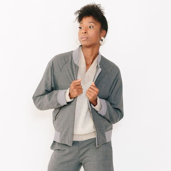 Époque Évolution No BS Bomber Jacket - Fog Grey Heather - Size Small - Picture 1 of 6